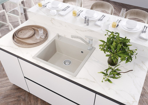 Кухонная мойка Polygran Argo-560 №36 473370 Белый хлопок искусственный камень (литьевой мрамор) встраиваемый
