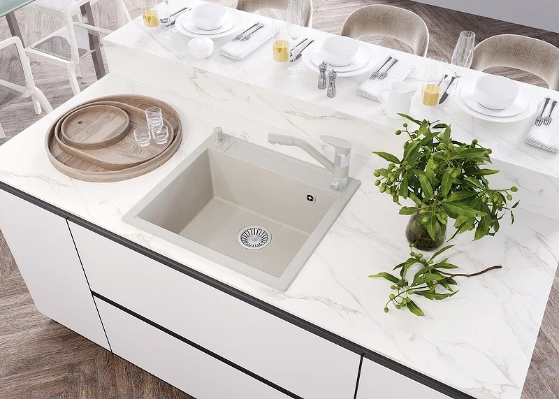 Кухонная мойка Polygran Argo-560 №36 473370 Белый хлопок искусственный камень (литьевой мрамор) встраиваемый
