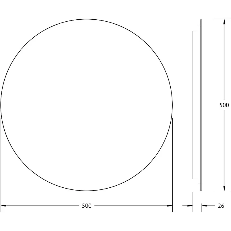 Зеркало Defesto Opti 50x50 DF 2842 с подсветкой 12W-4500К/Без выключателя/Нейтральный белый свет