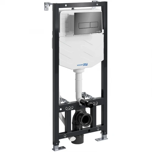Инсталляция WasserKRAFT Aller 10TLT.010.ME.PB03 для унитаза с Черной глянцевой клавишей смыва нержавеющая сталь
