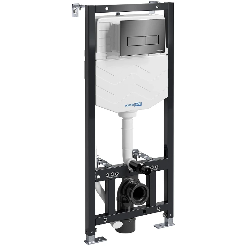 Инсталляция WasserKRAFT Aller 10TLT.010.ME.PB03 для унитаза с Черной глянцевой клавишей смыва нержавеющая сталь