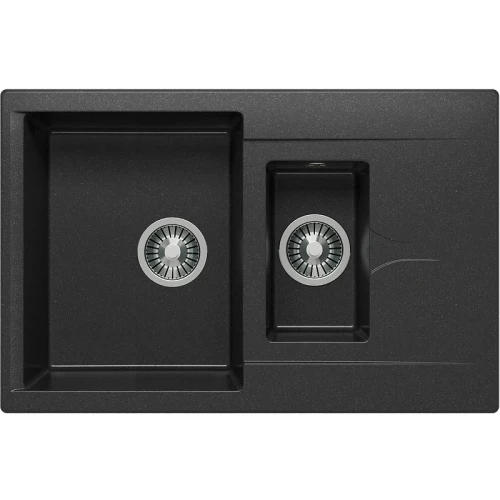 Кухонная мойка Polygran Brig-770 №16 621404 Черная искусственный камень (литьевой мрамор) встраиваемый