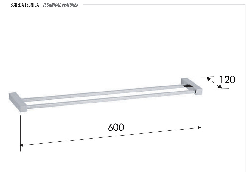 Полотенцедержатель Remer SQ SQ33CR двойной цвет Хром