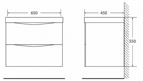 Тумба под раковину BelBagno Marino 65 MARINO-650-2C-SO-RG-P подвесная Rovere Grigio МДФ / ЛДСП