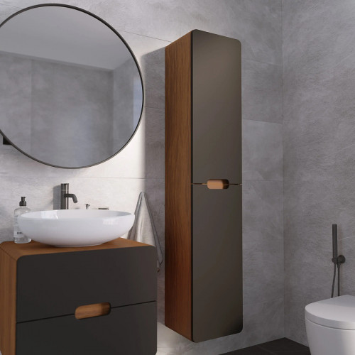 Шкаф пенал 1MarKa Vortex 35П Ц0000033027 подвесной цвет Орех ноче тортона Монолит найт