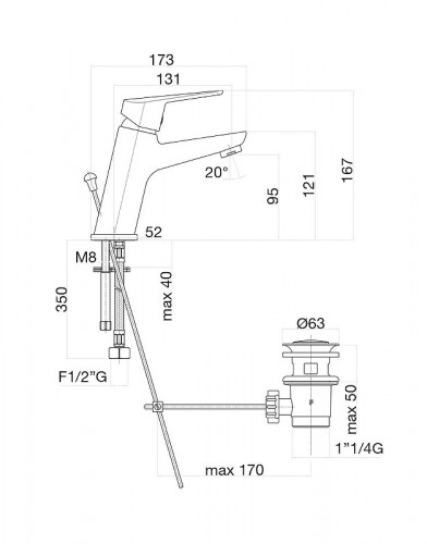 Смеситель для раковины Fiore Kyro 86CR8110 цвет Хром