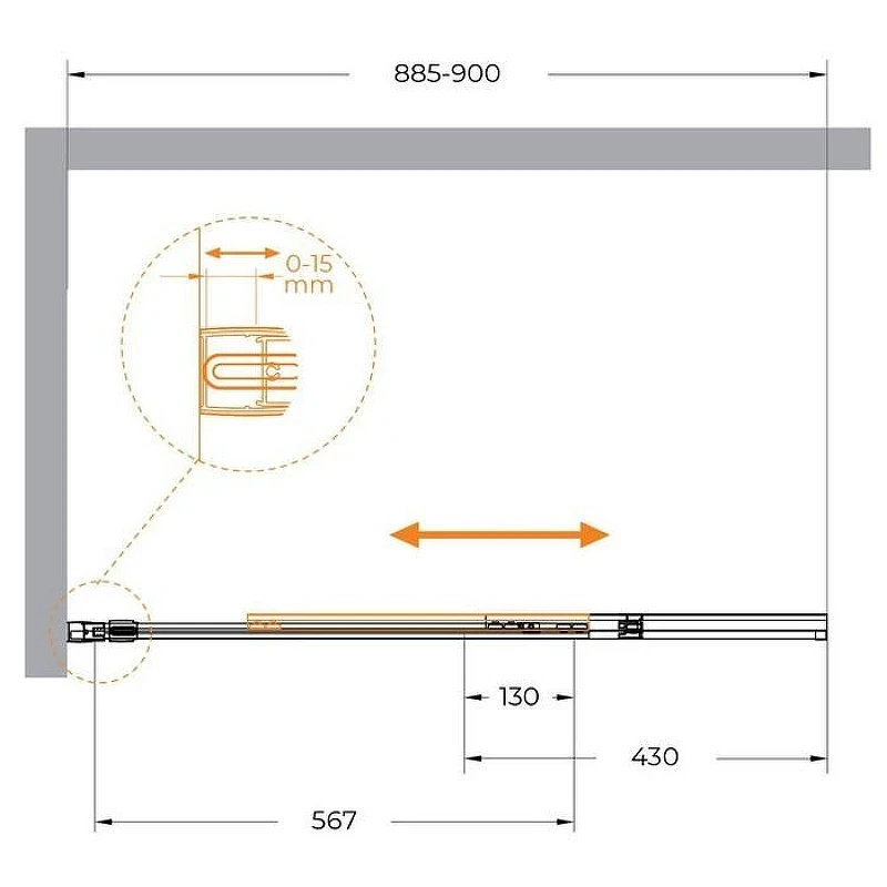 Шторка на ванну Cezares Slider 90 SLIDER-FIX-VF-11-90/150-C-GM профиль Оружейная сталь стекло прозрачное