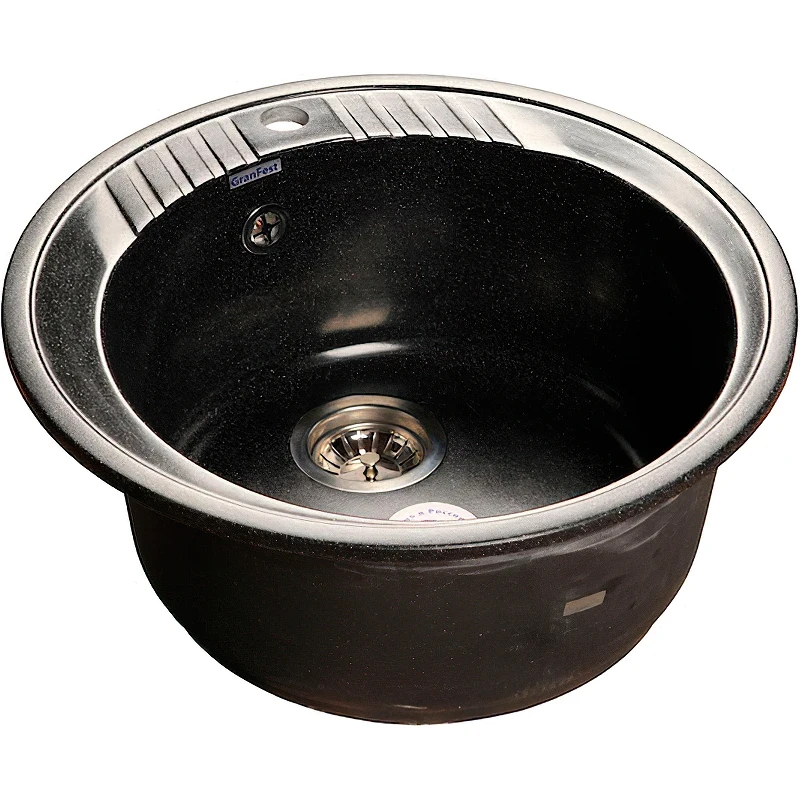 Кухонная мойка GranFest Rondo GF-R520 Черная искусственный камень (литьевой мрамор) встраиваемый