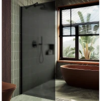 Душевая перегородка Maybah Glass MGD-694-6ш 890x1950 в широком профиле Черный стекло графитовое матовое