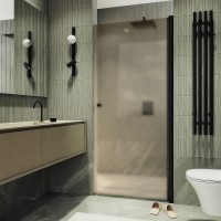 Душевая дверь Maybah Glass MGD-811-6 900x1980 на монопетле Черный стекло бронзовое матовое