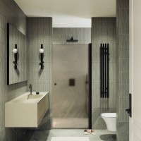 Душевая дверь Maybah Glass MGD-811-6 900x1980 на монопетле Черный стекло бронзовое матовое