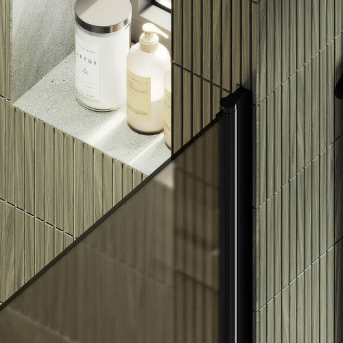 Душевая дверь Maybah Glass MGD-811-6 900x1980 на монопетле Черный стекло бронзовое матовое