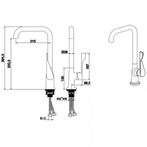 Смеситель для кухни Aquatek AQ1083CR Хром латунь