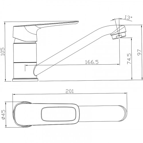 Смеситель для раковины Rossinka RS46-22 Хром