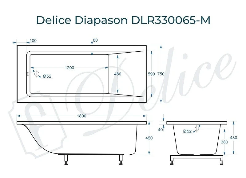 Ванна из искусственного камня Delice Diapason 180х75 DLR330065-M цвет Белый матовый