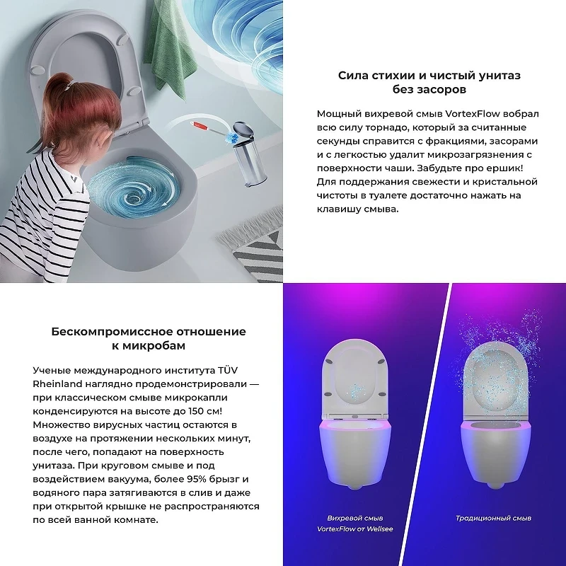 Унитаз Wellsee Chalice Perfection 182610001 подвесной цвет Серый матовый с сиденьем Микролифт