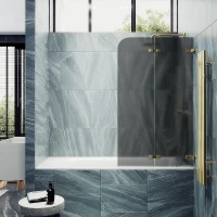 Шторка для ванны Maybah Glass MGV-577-3 515х1400 складная 2 секции Золото стекло графитовое матовое