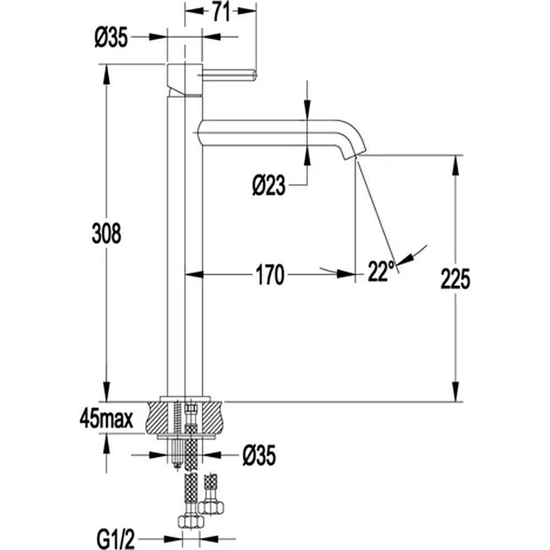 Смеситель для раковины Hansberge H2031BR цвет Бронза