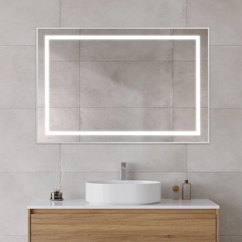 Зеркало BelBagno Kraft 120 SPC-KRAFT-1200-800-SENS-AL с подсветкой Сатин с сенсорным выключателем стекло