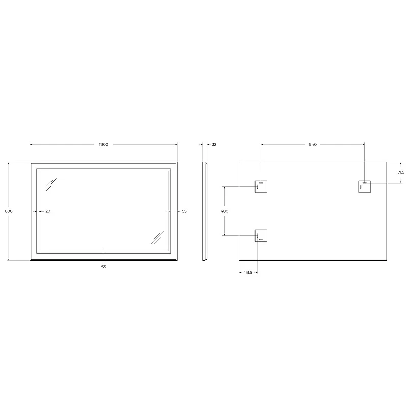 Зеркало BelBagno Kraft 120 SPC-KRAFT-1200-800-SENS-AL с подсветкой Сатин с сенсорным выключателем стекло