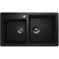 Кухонная мойка Ulgran Classic U-200-308 Черная искусственный камень (литьевой мрамор) встраиваемый