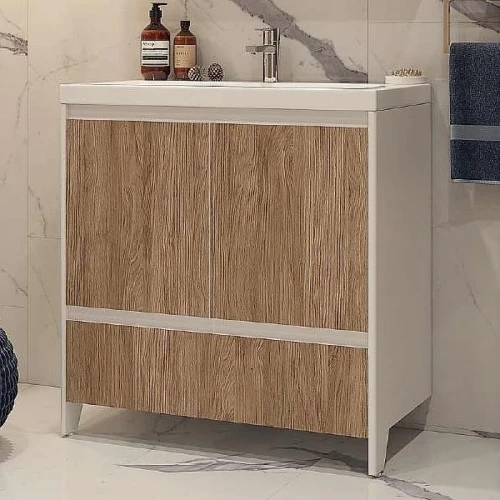 Тумба под раковину Velvex Klaufs 80 tnKLA.80.2D.1Y-617.216 Белая + дерево