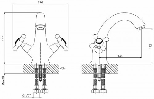 Смеситель для раковины ESKO Vienna VN 26-2 Хром латунь