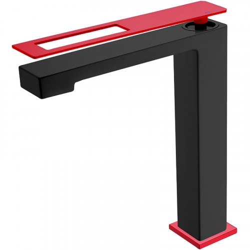 Смеситель для раковины Boheme Q 142-BR Черный матовый Красный латунь