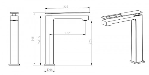 Смеситель для раковины Boheme Q 142-BR Черный матовый Красный латунь