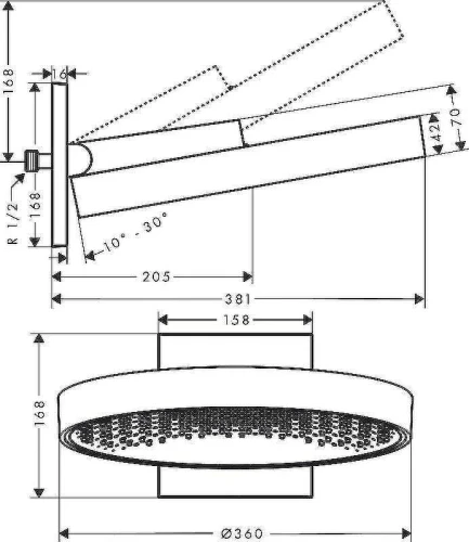 Верхний душ Hansgrohe Rainfinity 26230990 Золото
