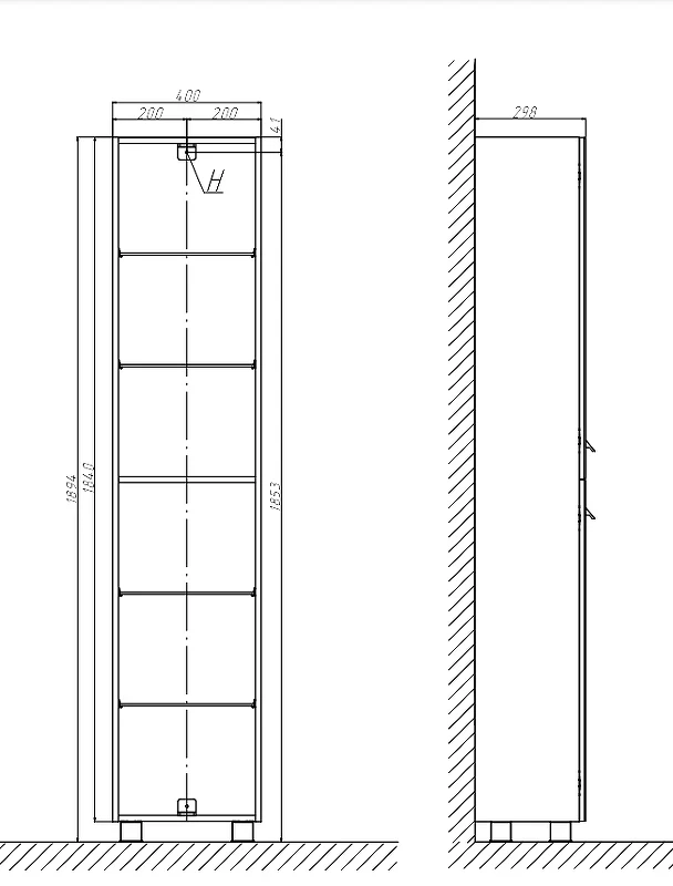Шкаф пенал Velvex Orlando 40 pn.ORL.40 Белый матовый