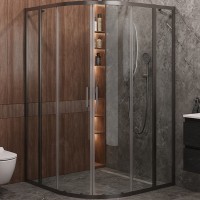 Душевой уголок Cezares Molveno 130x130 MOLVENO-R-22-100+30-C-GM-IV профиль Оружейная сталь стекло прозрачное