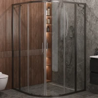 Душевой уголок Cezares Molveno 130x130 MOLVENO-R-22-100+30-C-GM-IV профиль Оружейная сталь стекло прозрачное