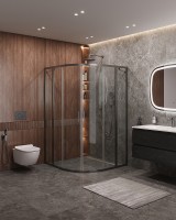 Душевой уголок Cezares Molveno 130x130 MOLVENO-R-22-100+30-C-GM-IV профиль Оружейная сталь стекло прозрачное