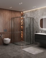 Душевой уголок Cezares Molveno 130x130 MOLVENO-R-22-100+30-C-GM-IV профиль Оружейная сталь стекло прозрачное