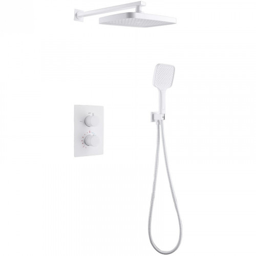 Душевая система Abber Weiss Insel AF8051W с термостатом Белая латунь встраиваемый
