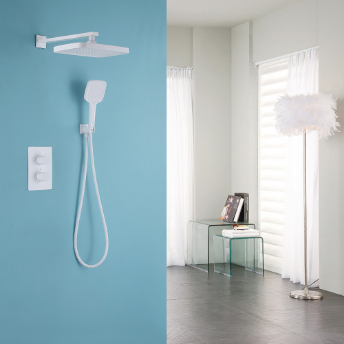 Душевая система Abber Weiss Insel AF8051W с термостатом Белая латунь встраиваемый