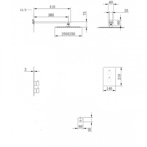 Душевая система Abber Weiss Insel AF8051W с термостатом Белая латунь встраиваемый