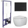 Унитаз с инсталляцией Ceramicanova Play CN3001 + Berges Novum L5 040215 с сиденьем Микролифт и Черной матовой клавишей смыва