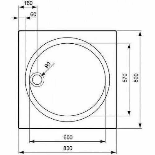 Акриловый поддон для душа Ideal Standard Connect 80х80 K197801 Белый