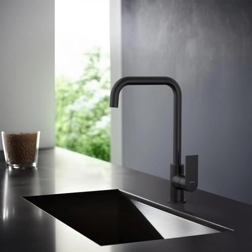 Смеситель для кухни Aquatek Лира AQ1480MB Черный матовый латунь