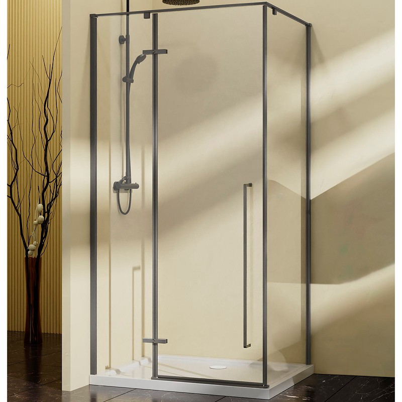 Душевой уголок Vincea Slim-N 90x90 VSR-5SN9090CLGM профиль Вороненая сталь стекло прозрачное