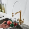 Смеситель для кухни Shevanik S378G цвет Золотой сатин Белый