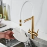 Смеситель для кухни Shevanik S378G цвет Золотой сатин Белый