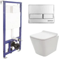Унитаз с инсталляцией AQUAme AQM2004 + Berges Novum L3 040213 с сиденьем Микролифт и клавишей смыва Хром