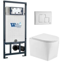 Комплект унитаза с инсталляцией WeltWasser MARBERG 507 + NESENBACH 004 GL-WT + MAR 507 SE GL-WT 10000011726 цвет Белый глянцевый с сиденьем Микролифт и клавишей смыва цвет Белый глянцевый