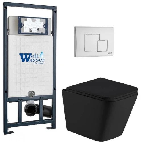 Комплект унитаза с инсталляцией WeltWasser MARBERG 507 + GELBACH 043 MT-BL + MAR 507 SE GL-WT 10000012006 цвет Белый глянцевый с сиденьем Микролифт и клавишей смыва цвет Белый глянцевый