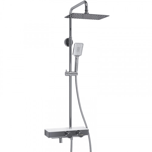 Душевая система WasserKRAFT A113.069.126.CH Thermo с термостатом Хром Белая латунь на стену