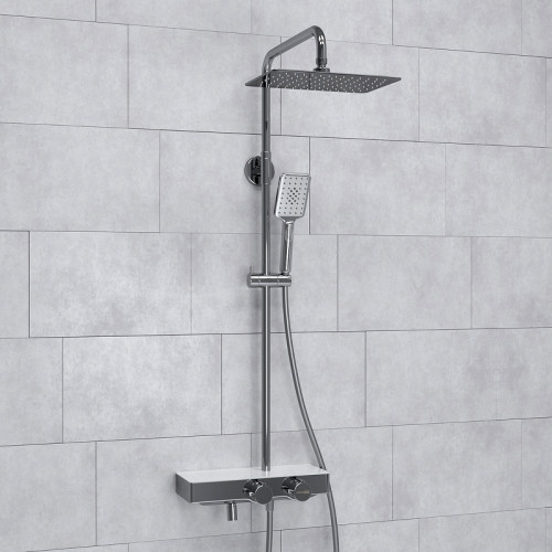Душевая система WasserKRAFT A113.069.126.CH Thermo с термостатом Хром Белая латунь на стену