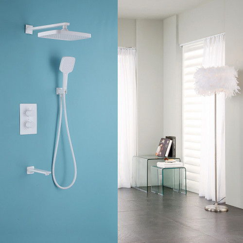 Душевая система Abber Weiss Insel AF8050W с термостатом Белая латунь встраиваемый